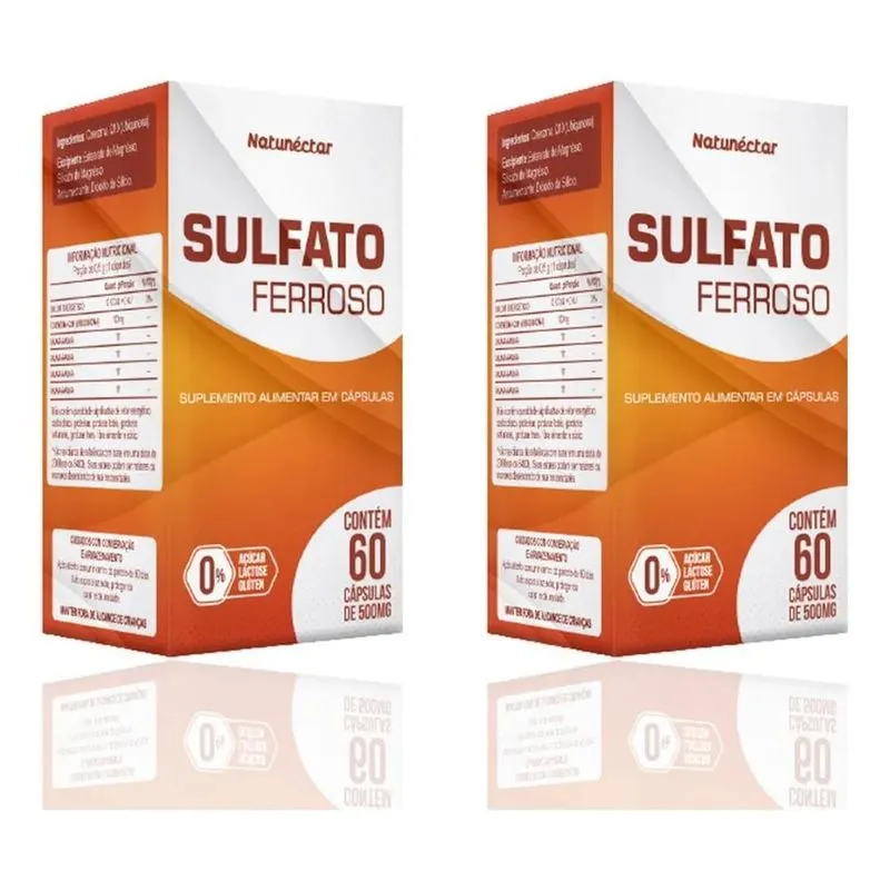 3x Sulfato Ferroso Suplemento Alimentar Puro Ferro 120 Capsu