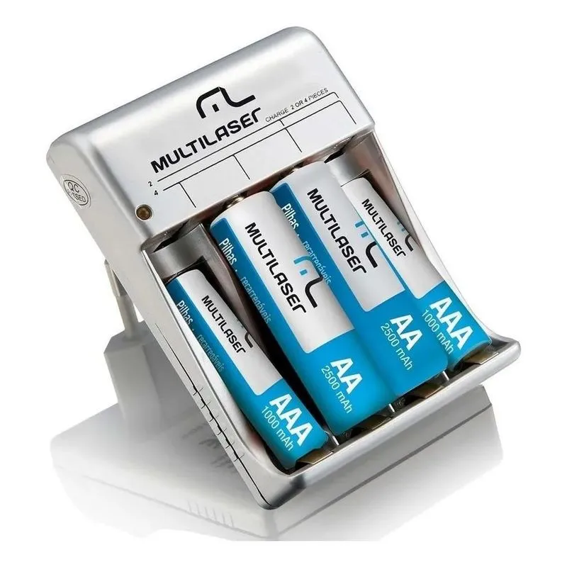 10x Carregador De Pilhas Multilaser Aa/aaa C 4 Pilhas Cb045