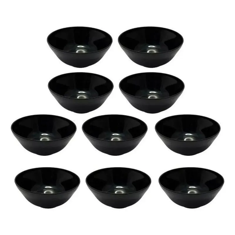 5x Kit 10 Tigelas Cumbucas Oriental 350ml Misoshiro Preto Pr