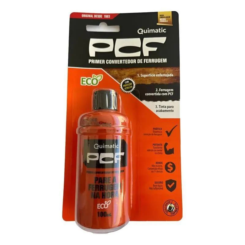 5x Fundo Convertedor De Ferrugem 100 Ml Pcf Quimatic