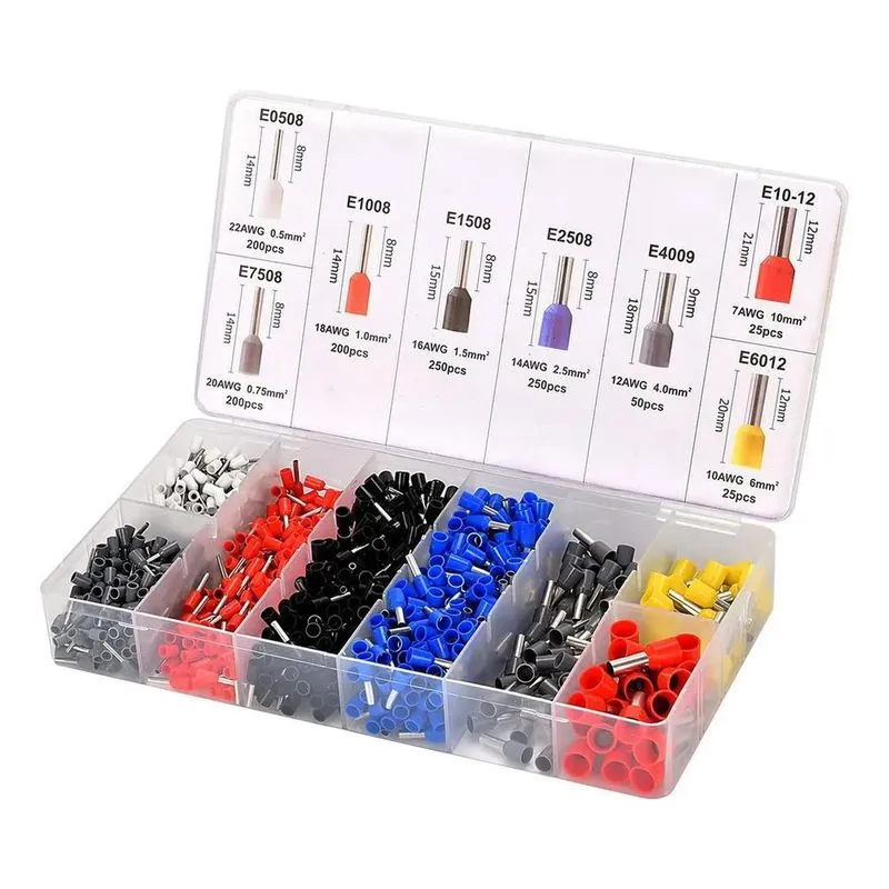 10x Caixa 1200 Terminais Elétricos Ilhós Tubular 0,5mm Até