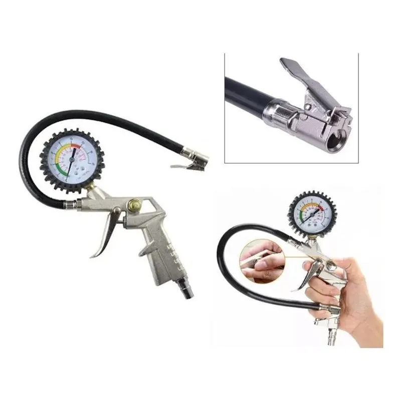 10x Calibrador E Inflador De Pneus Pneumatico Manometro 220