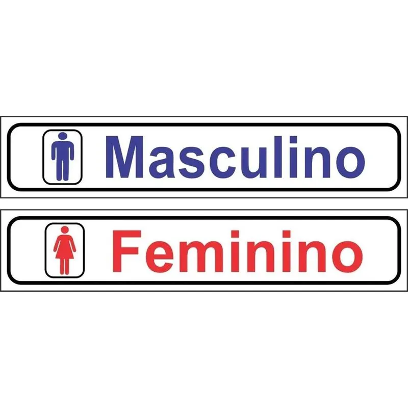 2 Placas Banheiro Masculino E Feminino Sanitário 25x5cm