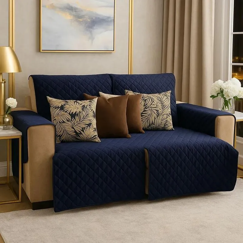 Capa De Sofá Re Azul-Marinho Capa De Sofa Retratil Ereclinav