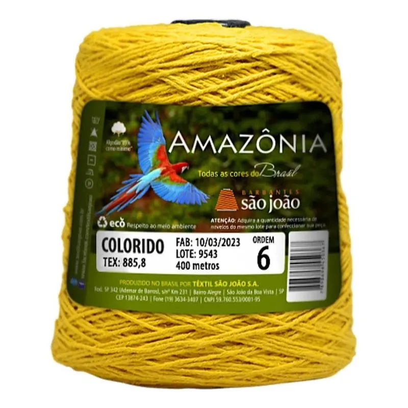 Barbante 6 Amazonia 400 Metros Fio Macio L Amarelo Ouro