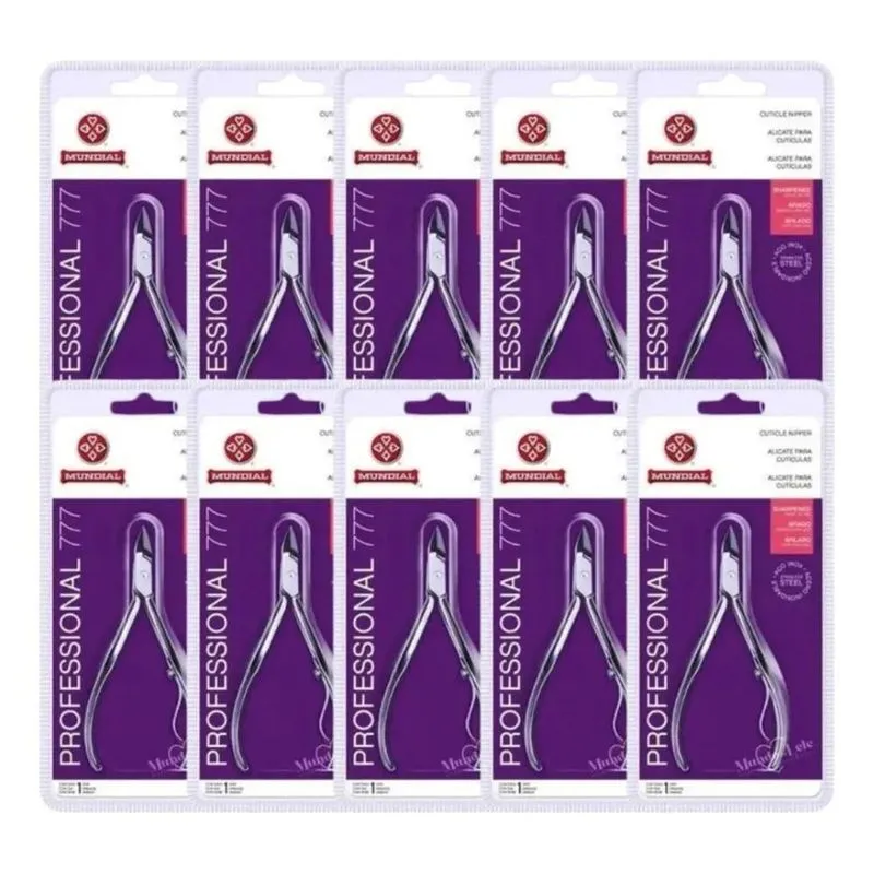 2x Kit 10 Alicate Cuticula Mundial Inox Profissional