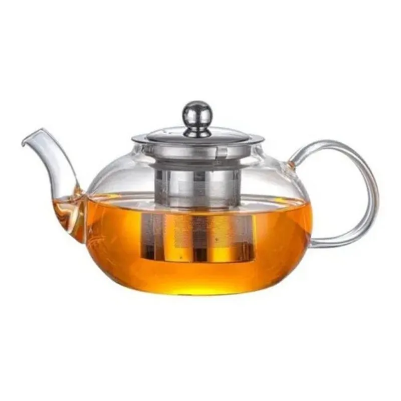 Chaleira De Vidro Bule 600ml Infusor Inox Chá Café Cozinha C