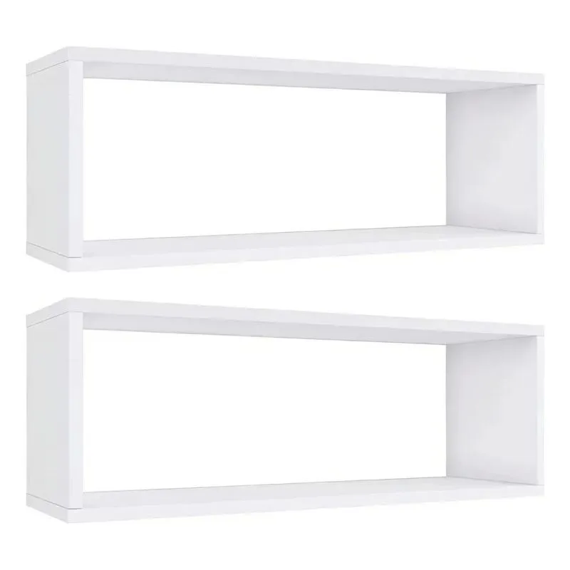 3x Kit 02 Nichos 50x25 Mdf Branco Escritório Quarto Cozinha