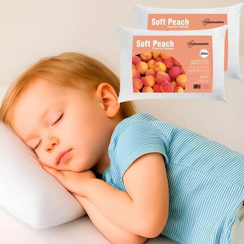 Kit 2 Travesseiros Infantil Soft Peach Small 30x45 Lavável