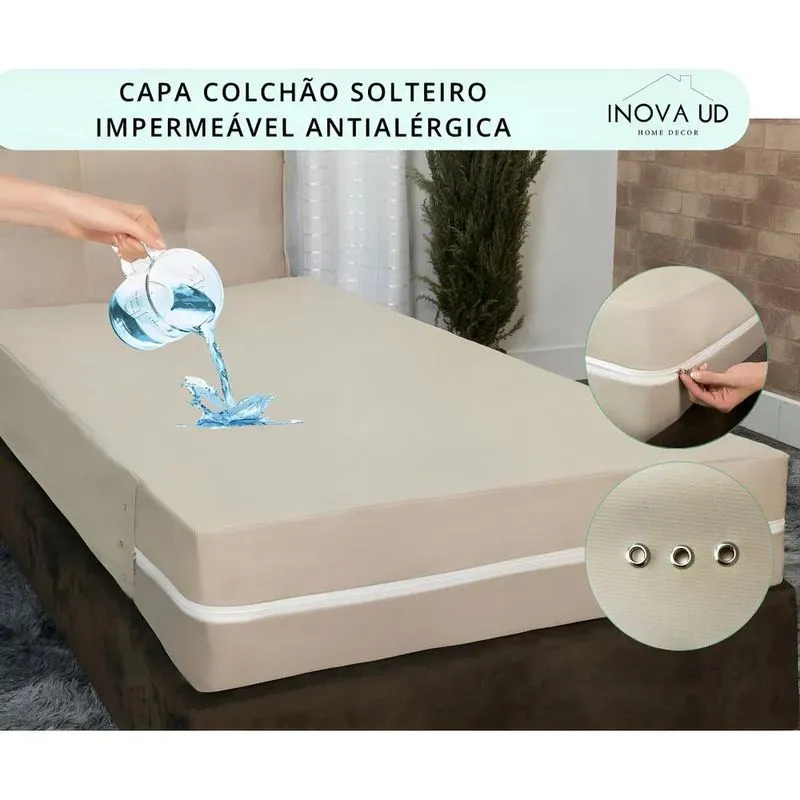 Capa Colchão Solteiro Napa Impermeável Zipper 1,88x0,88x0 Be