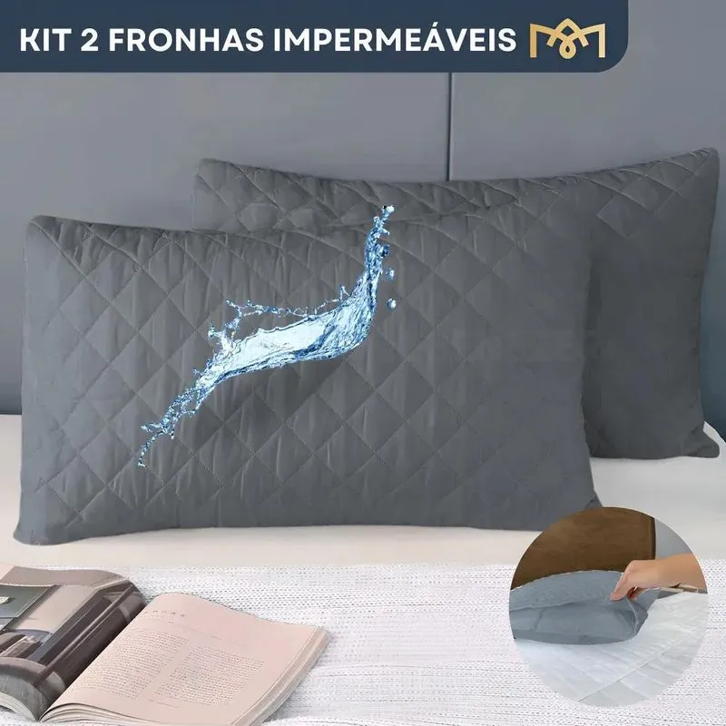 Kit 2 Capa De Travesseiro Impermeável Protetor Antialérgico