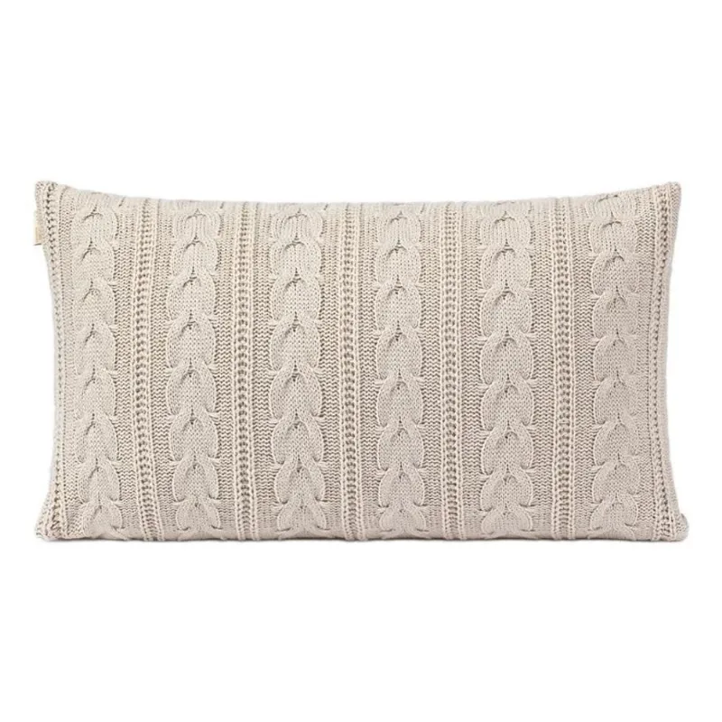 Capa De Almofada Tricot 60x40cm C/zíper Sofa Trico Ber Bege