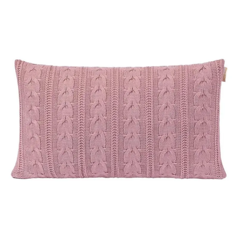 Capa De Almofada Tricot 60x40cm C/zíper Sofa Trico Ber Rosê