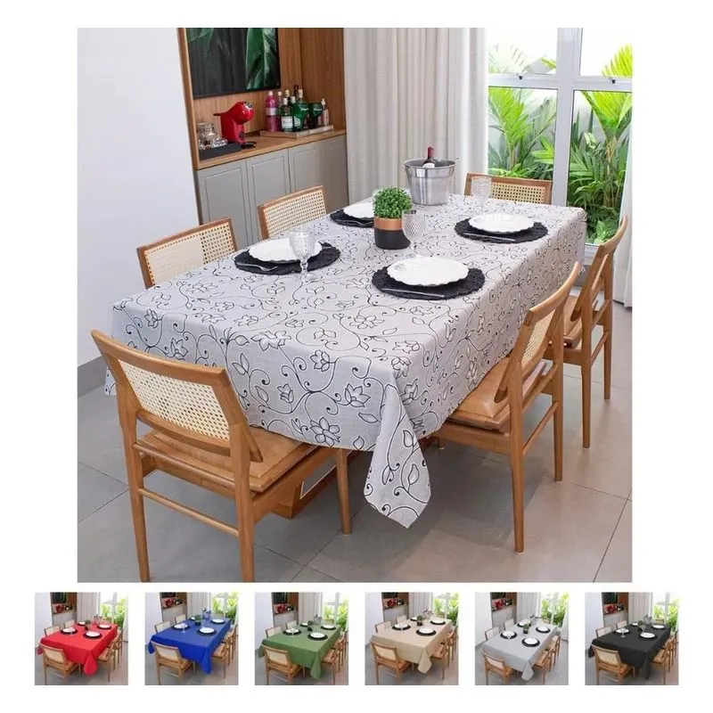 Toalha De Mesa 8 Lugares Quadrada Tecido Grosso 2,10 Modelo