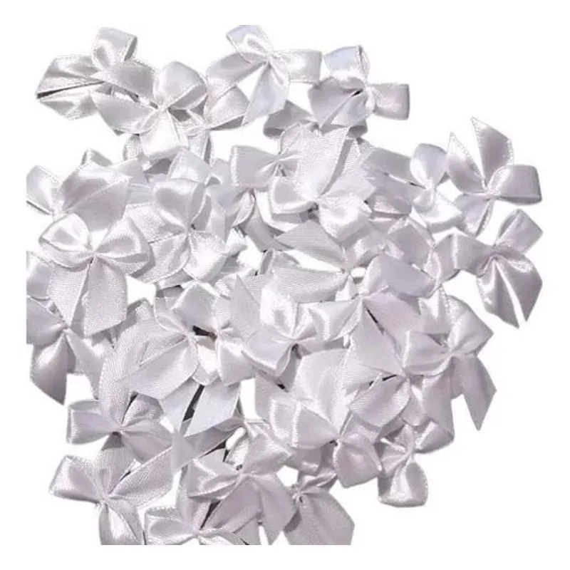3x 50 Laços/lacinhos Cetim Nº 2 Para Lembrancinhas - Branco