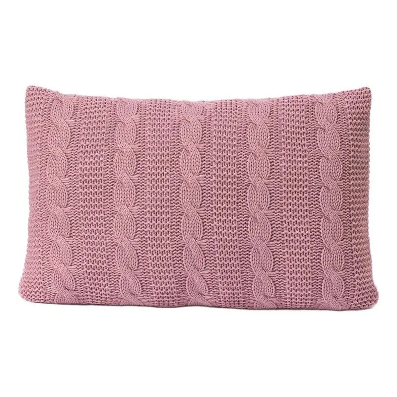 Capa Almofada Tricot 50x30 Sala Sofa Cama Zíper Trico Rosê