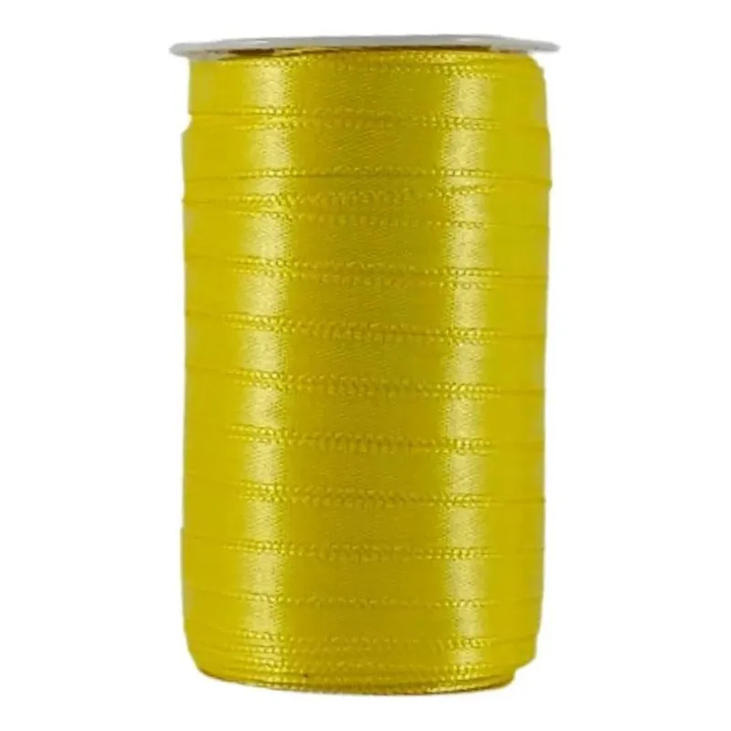 Fita De Cetim Trader 7mm - Nº01 C/100 Metros Cor 015 Amarelo
