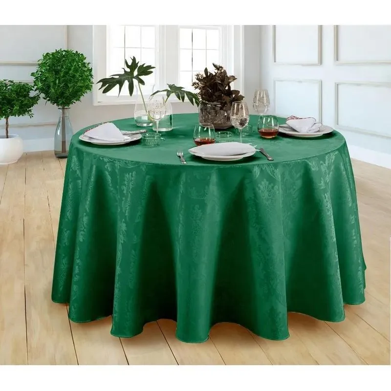 Toalha De Mesa Jacquard Redonda Gigante Buff Verde-musgo