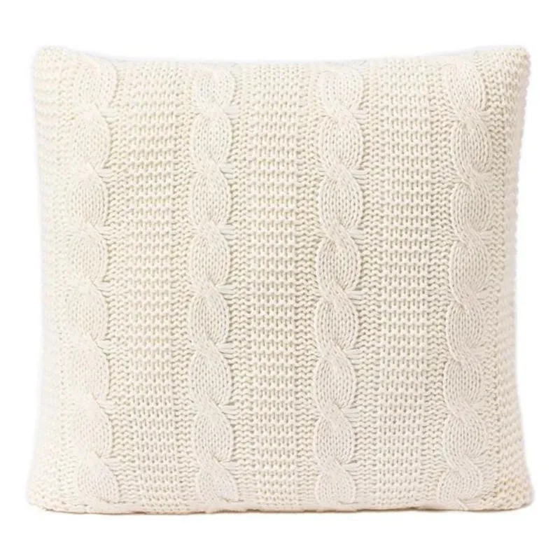 Capa De Almofada Tricot 50x50 Sala Sofa Cama Zíper Off Whit