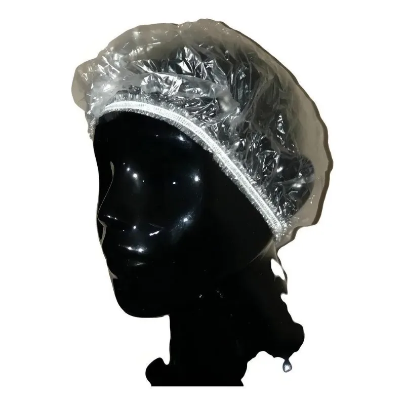 2x 100 Touca Plástica Descartável Luxo Banho Cabelo Com Nota