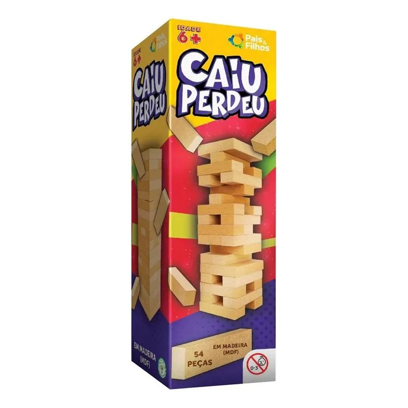 3x Jogo Caiu Perdeu Torre Madeira Equilíbrio Brinquedo Pais