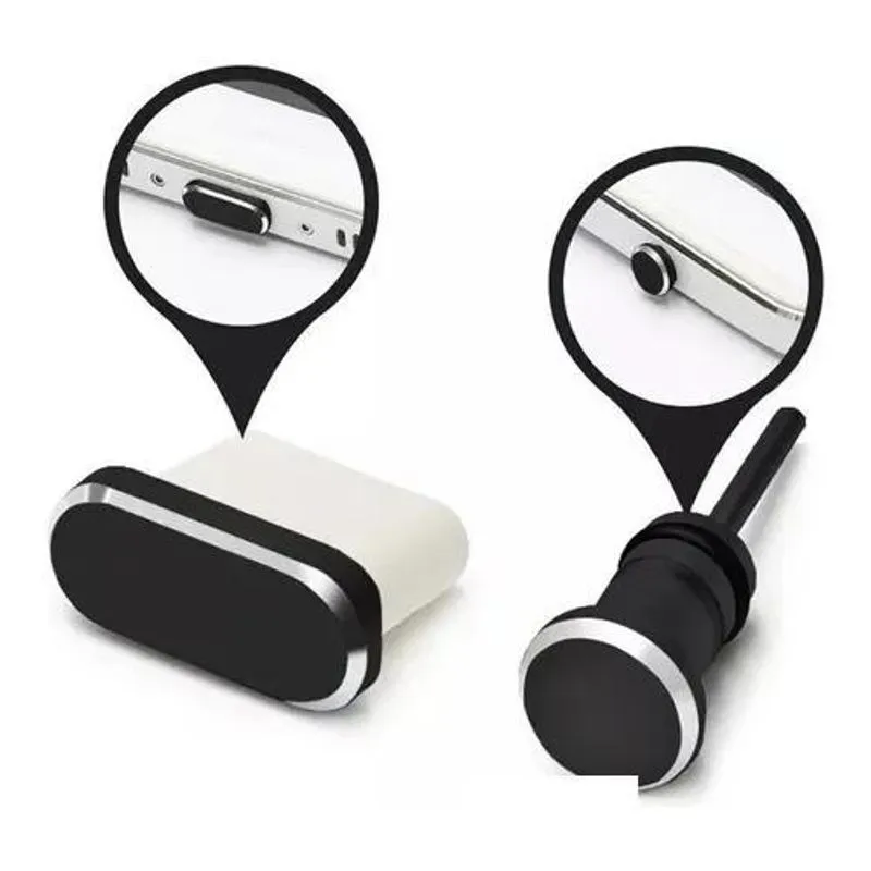 3x Par De Tampas Alumínio Anti-poeira Plug Usb Tipo C E Fone