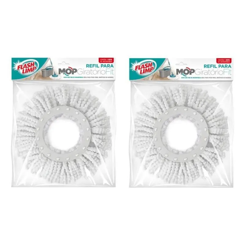 3x Kit 2 Refil Mop Giratório Alta Absorção Microfibra Flashl