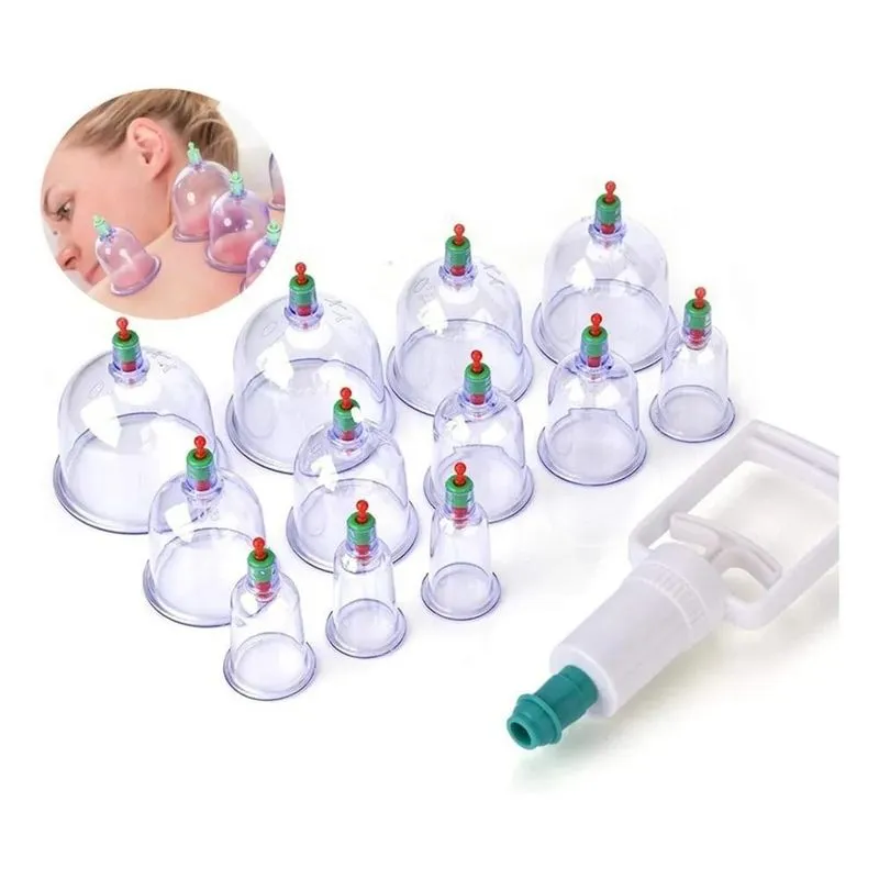 3x Kit 12 Ventosas Com Bomba Ventosa Terapia Massoterapia