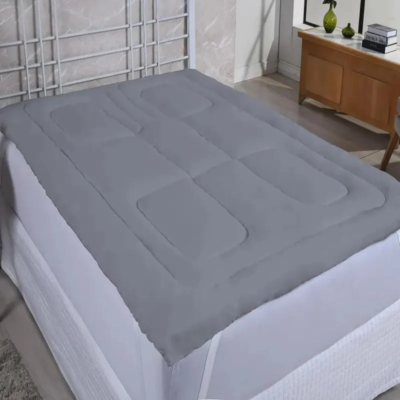 Pillow Top Casal Com Elástico Algodão 400 Fios Prot Cinza