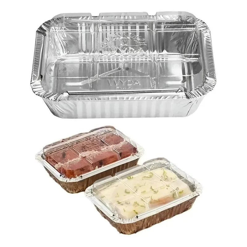 Bandeja Marmita Alumínio 220ml Tampa Pet Retangular C/100un