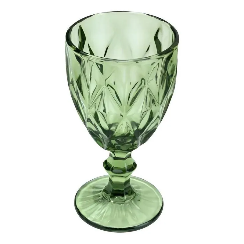 Taças De Vidro 325ml 6 Peças Diamond Verde - Lyor Cor Verde