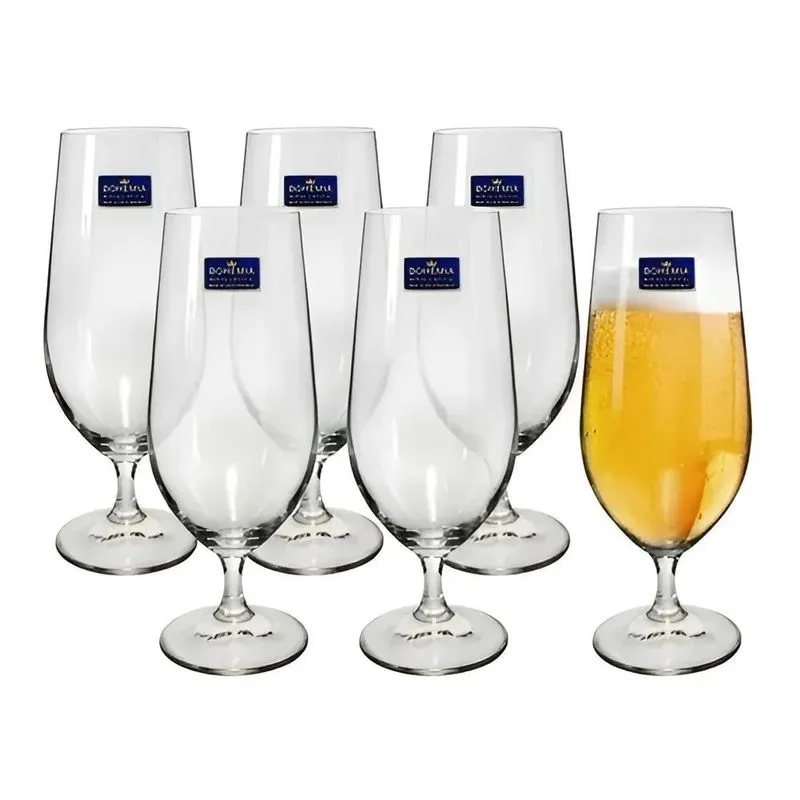Taça Cerveja Chop Cristal Bohemia 380ml Jogo 6 Unid Cor Tran