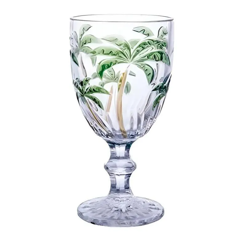 Jogo 06 Taças Palm Tree Coqueiro Color 300ml Cor Transparent