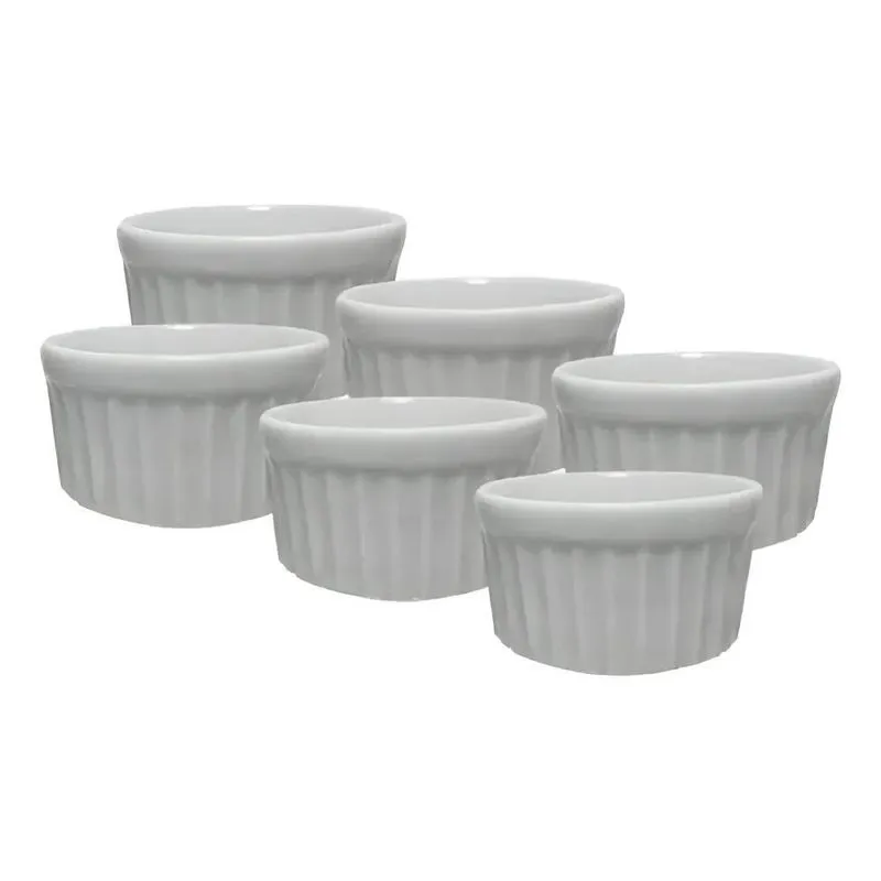 Kit 6 Ramekin Canelado 200 Ml Cor Branco