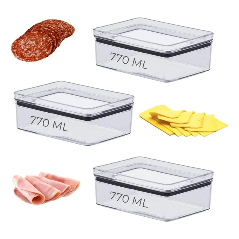 Kit 3 Porta Frios 770ml Queijo, Presunto, Salame, Mortadela