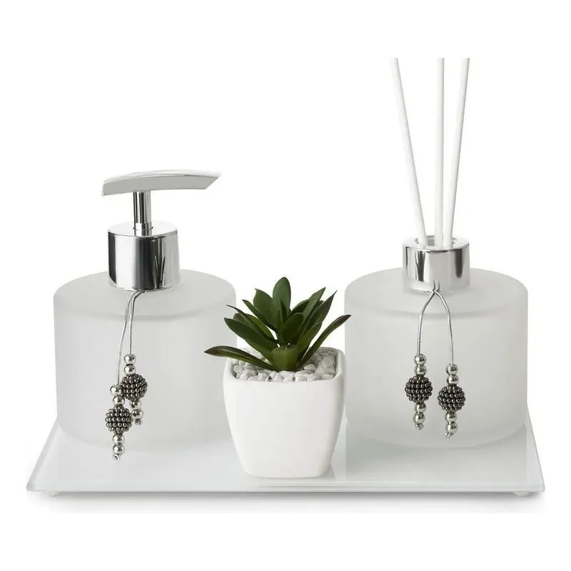 Kit Lavabo Luxo Difusor E Saboneteira Com Ba Jateado