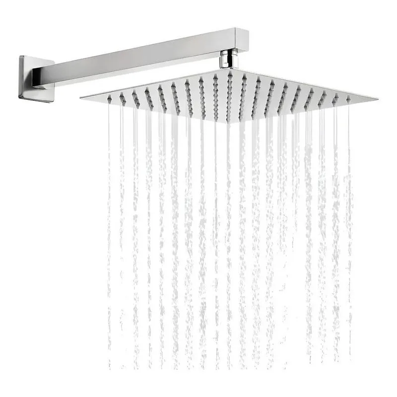 Ducha De Inox Quadrada Chuveiro 20x20 Cm Com Braço Quadrado