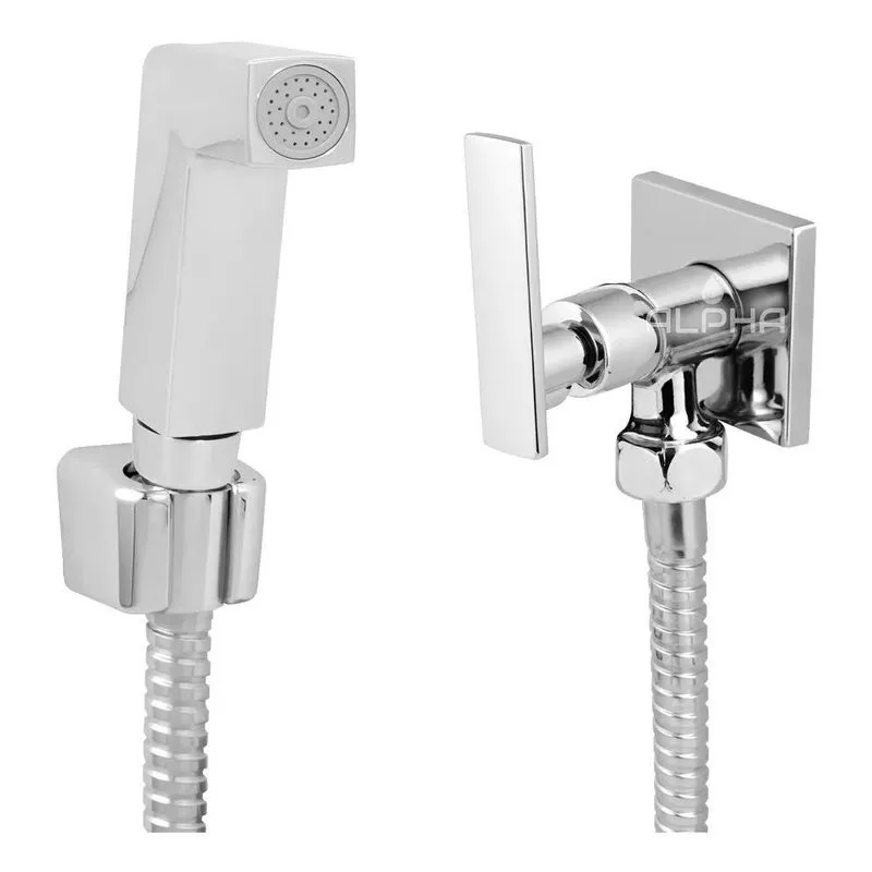 Ducha Higiênica Cromada Intima Banheiro Acabamento Quadrado
