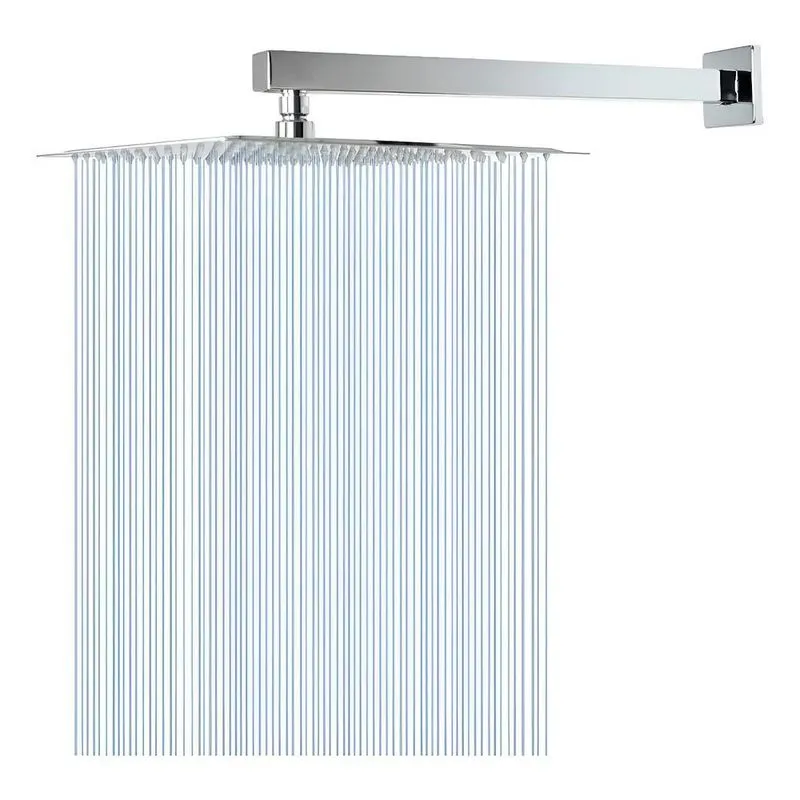Ducha Chuveiro Inox Slim 20x20 Para Banheiro Com Braço 36cm