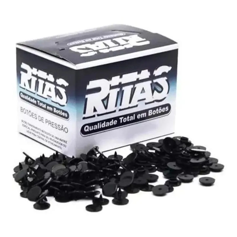 Botão Pressão Tic Tac 12mm Preto Ritas Caixa Com 200 Unidade