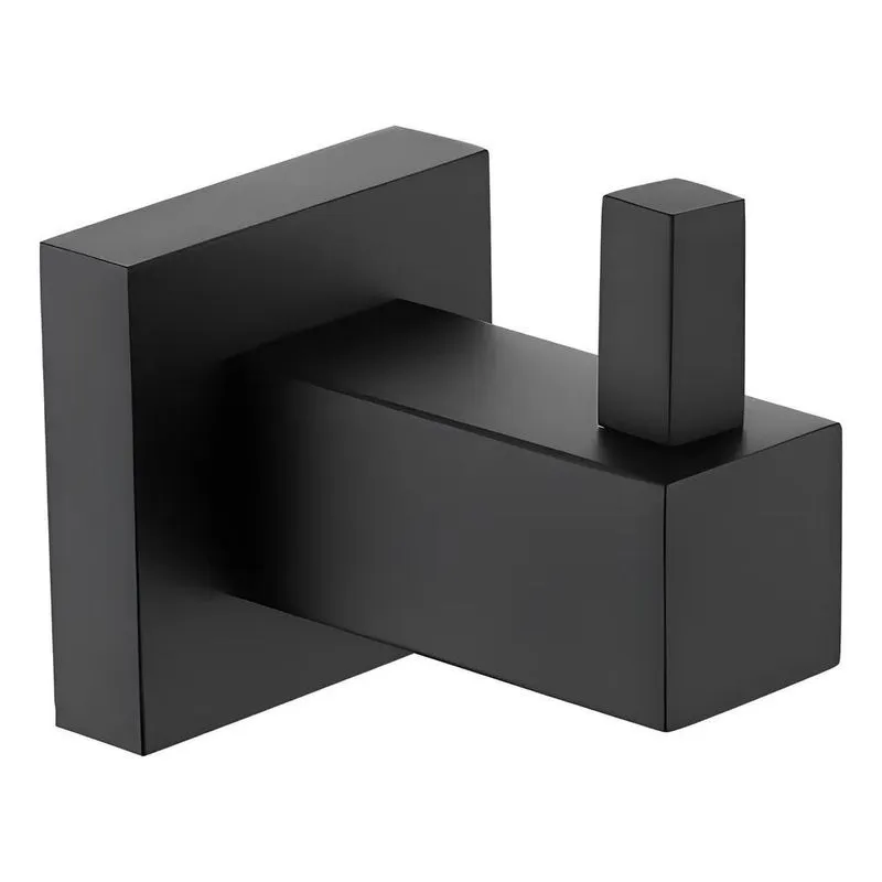 2x Cabide Simples Porta Toalhas - Preto Fosco Parede Berlin