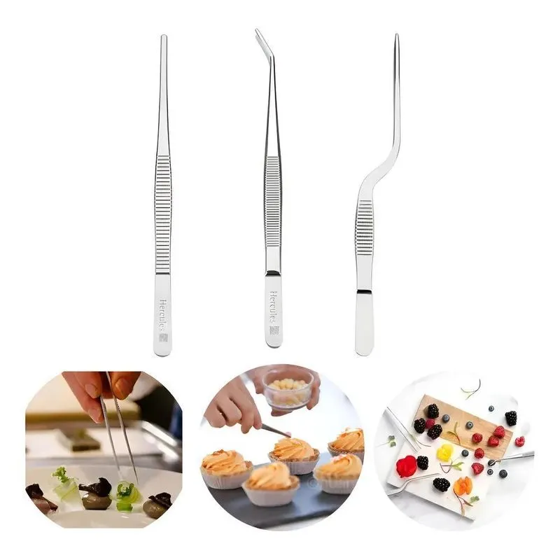 Kit 3 Pinças Culinária Empratamento Aço Inox 16cm - Hercules
