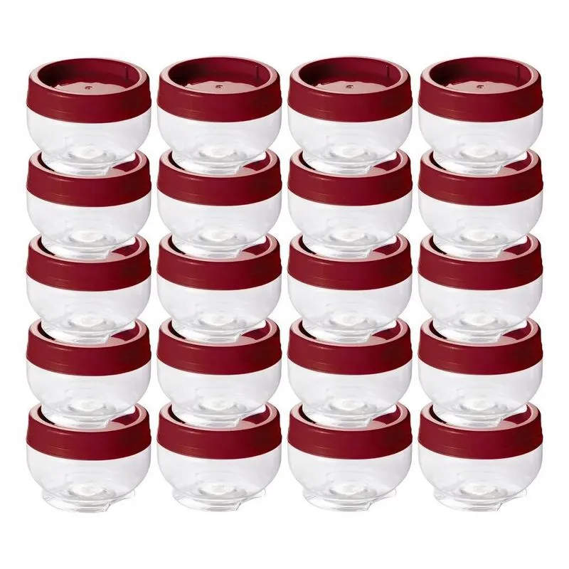 Porta Tempero Kit 20 Pçs Tampa Gire E Trave 155ml Emp Vermel