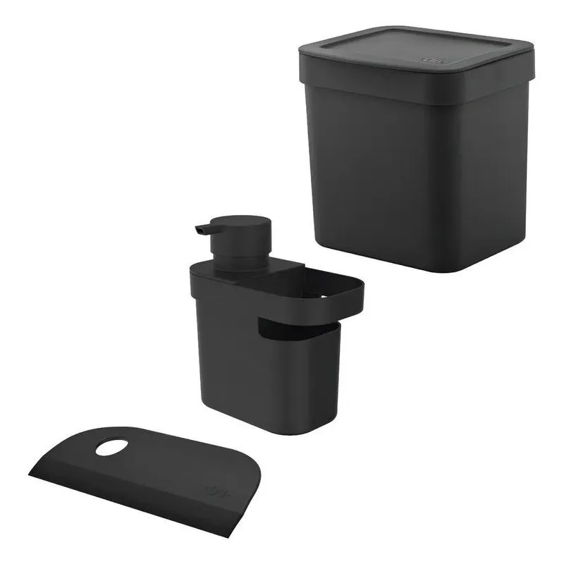 Kit Organizador Pia Cozinha Lixeira Porta Detergente Rodinho