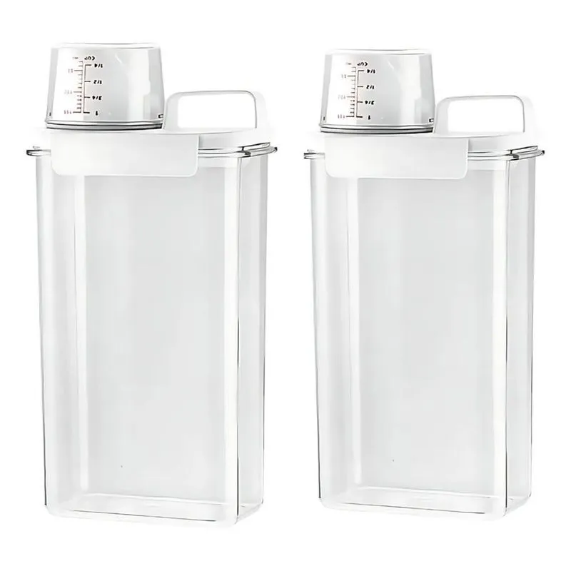 2 Potes Porta Sabão Pó Liquido Amaciante Dispenser Hermético