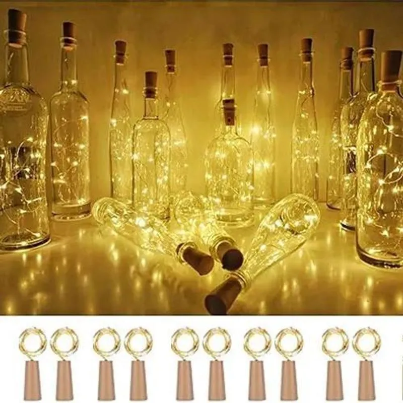 10x Kit 10 Luzes Para Garrafas De Vinho, Luzes De Fada, Cor