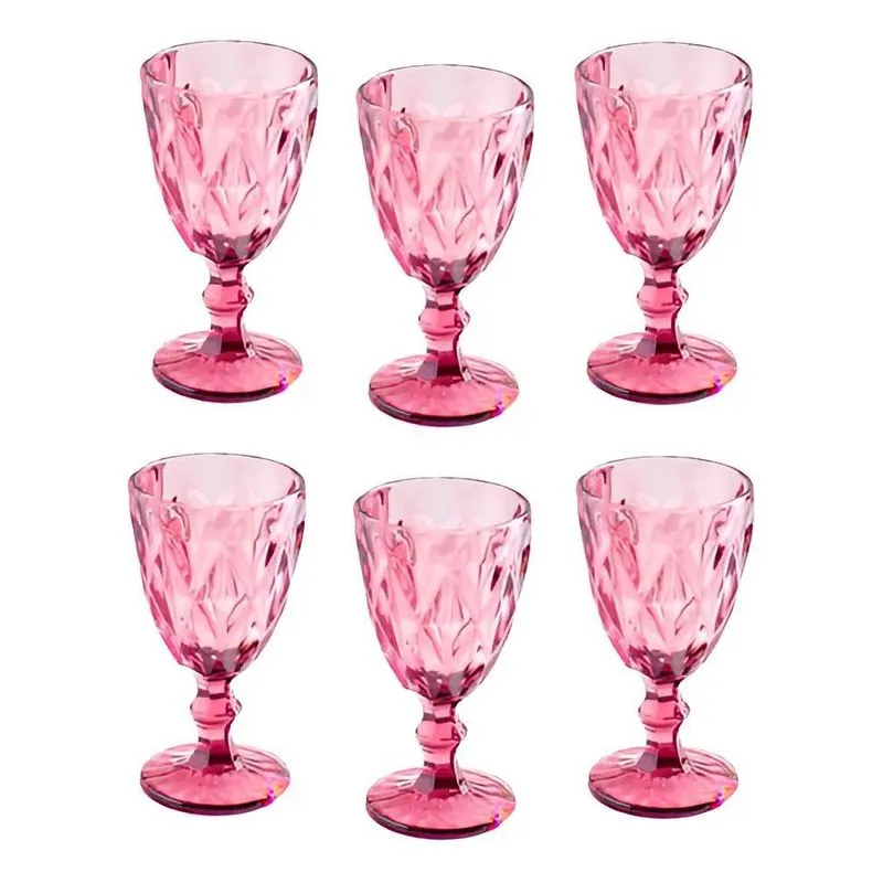 Jogo 6 Taças Diamante Bico De Jaca Diamond Água Vinho 300ml