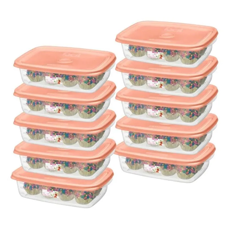 Kit 10 Potes Plástico Hermético 785ml San Coral