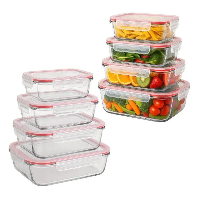 Potes Vidro Hermético Retangular 370ml 630ml 1040ml 1500ml