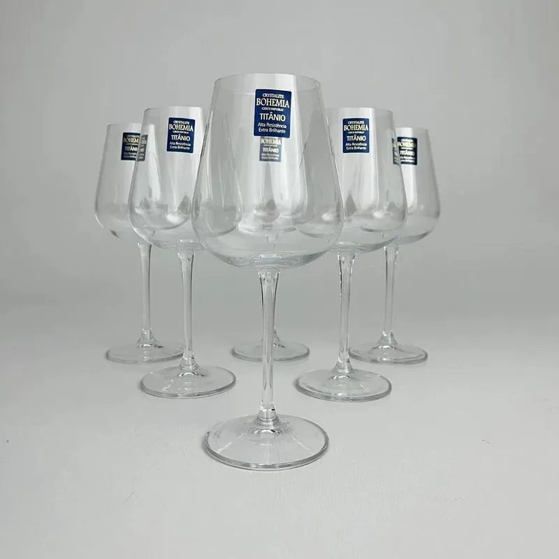 Jogo 06 Taças De Vinho Cristal Bohemia Ardea 450ml